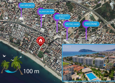 Luxurious one-bedroom apartment in an elite residence with hotel facilities, just 50 meters from the sea, Alanya, center ID-6974 фото-27
