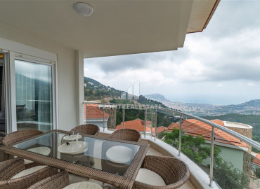 Furnished duplex 3 + 1 with stunning views in a townhouse in Alanya, Tepe ID-9381 фото-9