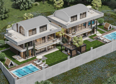 The project of two-storey villas with a private area and a swimming pool at prices from the developer in the mountainous region of Alanya - Bektas. ID-9968 фото-2