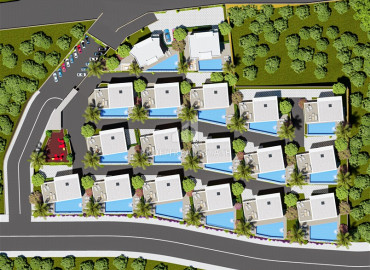 Проект трехэтажных вилл с частной территорией и бассейном по ценам застройщика в горном районе Алании – Бекташ. ID-10341 фото-3