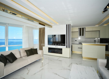 Меблированная трехкомнатная квартира на первой береговой линии с видом на море в Махмутларе, Аланья ID-10581 фото-4