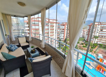 Furnished two bedroom apartment 105 m2 with glazed balconies and magnificent views of the sea and mountains in Tosmur, Alanya ID-10781 фото-10