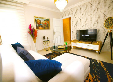 Стильная меблированная трехкомнатная квартира с роскошным дизайнерским интерьером в Джикджилли, Аланья ID-10802 фото-10