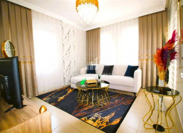 Стильная меблированная трехкомнатная квартира с роскошным дизайнерским интерьером в Джикджилли, Аланья ID-10802 фото-11