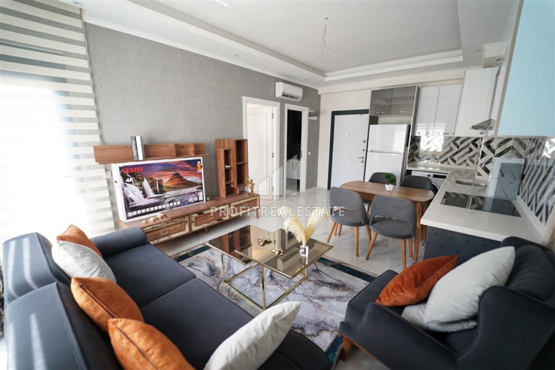 Элегантные апартаменты 1+1, 60м², в новой резиденции с бассейном в 450м от пляжа Клеопатры, Алания ID-11563 фото-1