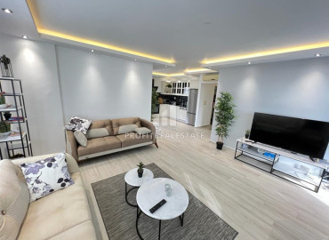 Stylish furnished apartment 2 + 1, 130 m2, with glazed balconies and sea views in Avsallar, Alanya ID-11956 фото-1