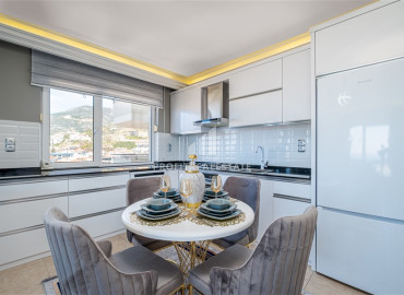 Elegant furnished apartment 2 + 1, with a luxurious author&#39;s interior and sea views in Cikcilli, Alanya ID-12276 фото-11