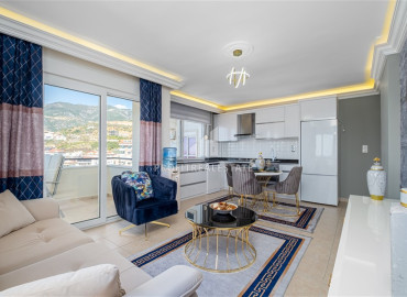 Elegant furnished apartment 2 + 1, with a luxurious author&#39;s interior and sea views in Cikcilli, Alanya ID-12276 фото-12