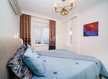 Стильная меблированная трехкомнатная квартира 120 м2, с панорамным видом на море, в 400 метрах от пляжа, Тосмур, Аланья ID-12895 фото-14