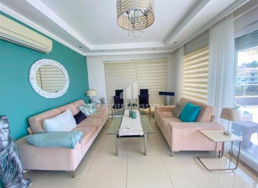 Дизайнерская трехкомнатная квартира с террасой и панорамным видом на море, в 300 метрах от пляжа в Конаклы, Алания ID-13015 фото-4