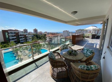 Bright furnished apartment 2 + 1, 130 m2, with a large terrace and sea views in Cikcilli, Alanya ID-12200 фото-14