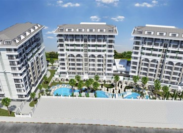 Апартаменты 1+1, 62,7м², в комфортабельной резиденции на этапе строительства в центре Алании, 600м от моря ID-13291 фото-2