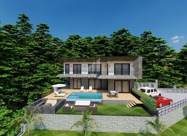 New modern villa 172m2, with a sea view, at the final stage of construction, Elikesik, Konakli, Alanya ID-13728 фото-5
