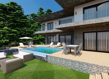 New modern villa 172m2, with a sea view, at the final stage of construction, Elikesik, Konakli, Alanya ID-13728 фото-6