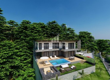 New modern villa 172m2, with a sea view, at the final stage of construction, Elikesik, Konakli, Alanya ID-13728 фото-12