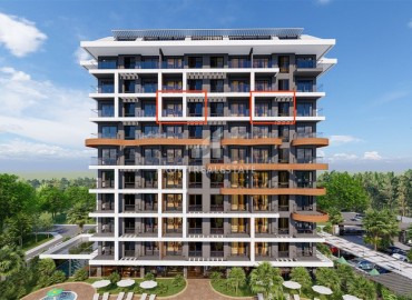 One-bedroom apartment under construction, 63m2, in a modern residential residence with facilities in Avsallar, Alanya ID-13795 фото-7