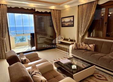 Стильная меблированная квартира 2+1, 125 м2, с застеклённым балконом и видом на море, в 100 метрах от пляжа, Махмутлар, Аланья ID-13850 фото-5