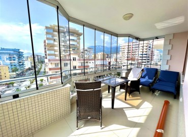 Стильная меблированная квартира 2+1, 125 м2, с застеклённым балконом и видом на море, в 100 метрах от пляжа, Махмутлар, Аланья ID-13850 фото-18