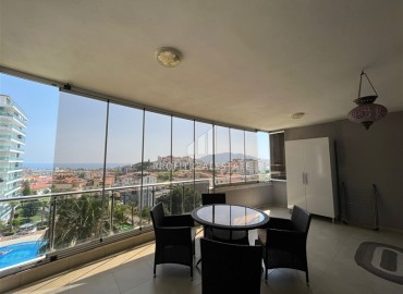 Светлая меблированная квартира 65 м2, с застекленным балконом и видом на море, в Джикджилли, Аланья ID-13879 фото-9
