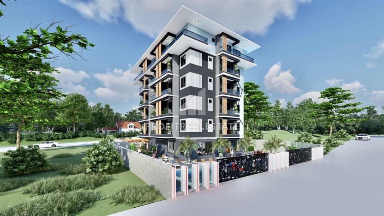 Апартаменты 1+1, 50м², в малоквартирном комплексе на этапе строительства в районе Алании – Авсаллар ID-14376 фото-1