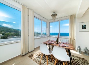 Видовая меблированная трехкомнатная квартира, в 150 метрах от пляжа в Конаклы, Алания ID-14399 фото-6
