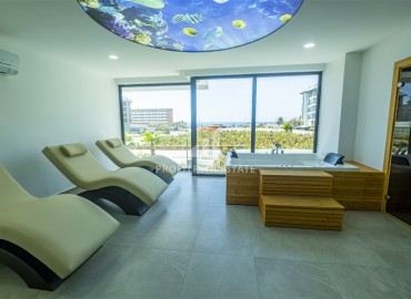 Фешенебельные меблированные апартаменты 1+1, 60 м2, с панорамным видом на море, в 500 метрах от пляжа, Каргыджак, Аланья ID-14452 фото-7