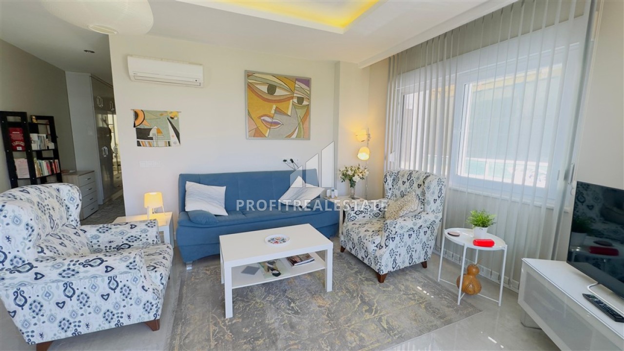 Готовая к проживанию, квартира с двумя спальнями, 110м² с видом на море в уютном комплексе в Каргыджаке, Алания ID-15601 фото-2