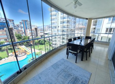 Spacious furnished apartment 2+1, 120m², with glazed balconies, in a residence with facilities in Cikcilli, Alanya ID-15758 фото-12