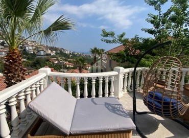 Furnished villa in a classic style 2+1, 145m², with a separate kitchen and sea views, Sugozu, Alanya ID-15928 фото-10
