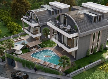Investment project: 4+1 villas under construction, with private facilities, Kargicak, Alanya ID-15976 фото-3