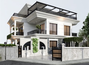 Elite private three-storey villa 4+1, 425m², with facilities, at the project stage in Kargicak, Alanya ID-15979 фото-1