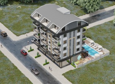 Компактная двухкомнатная квартира, 39м² в новом комплексе с инфраструктурой в 450м от моря в Каргыджаке, Алания ID-15989 фото-4