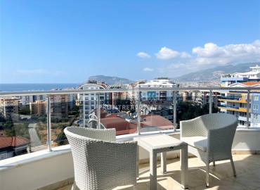 View furnished penthouse with three bedrooms, a jacuzzi and a bright interior 500 meters from the sea, Tosmur, Alanya ID-16153 фото-19