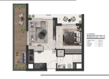 Проект для ваших инвестиций в Анталии: апартаменты 1+1, 41м², с террасами, личными бассейнами и садами в Аксу, Алтынташ ID-16212 фото-12