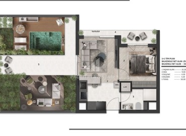 Проект для ваших инвестиций в Анталии: апартаменты 1+1, 41м², с террасами, личными бассейнами и садами в Аксу, Алтынташ ID-16212 фото-13