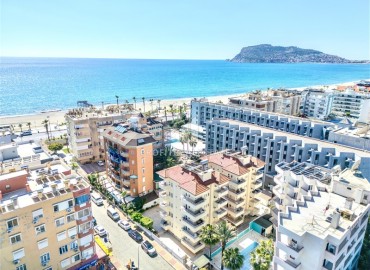 Furnished one-bedroom apartment, 65m², with two balconies and sea and mountain views in a residence with a swimming pool in Oba, Alanya. ID-16421 фото-1