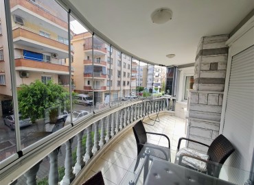 Furnished apartment 2+1, suitable for a residence permit, with a glazed balcony, 400 meters from the sea, Oba, Alanya ID-16845 фото-12