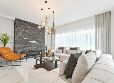 Фешенебельная двухуровневая квартира без мебели 157 м2, с тремя спальнями, с видом на море, в районе Бекташ, Аланья ID-13436 фото-4