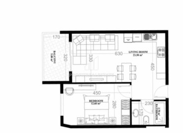 Двухкомнатные апартаменты, 51,3м², в элитном комплексе на этапе строительства, в Махмутларе, Алания ID-17654 фото-5