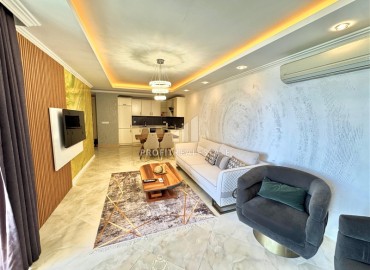 Видовая стильная квартира 1+1, 65м², в элитном комплексе на первой береговой линии в районе Тосмур, Алания ID-18497 фото-5