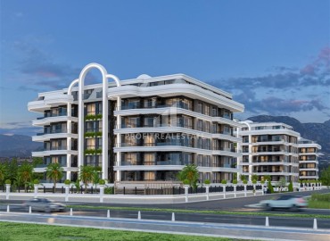 Фешенебельная двухкомнатная квартира, 57м², в элитном проекте на 1-й береговой линии в районе Кестель, Алания на этапе строительства ID-18576 фото-1