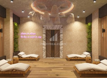 Фешенебельная двухкомнатная квартира, 57м², в элитном проекте на 1-й береговой линии в районе Кестель, Алания на этапе строительства ID-18576 фото-10