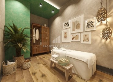 Фешенебельная двухкомнатная квартира, 57м², в элитном проекте на 1-й береговой линии в районе Кестель, Алания на этапе строительства ID-18576 фото-11