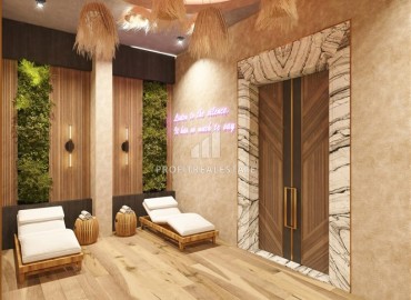 Фешенебельная двухкомнатная квартира, 57м², в элитном проекте на 1-й береговой линии в районе Кестель, Алания на этапе строительства ID-18576 фото-13