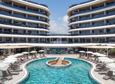 Новая видовая трехкомнатная квартира, 105м², в элитном комплексе на первой береговой линии в Каргыджаке, Алания ID-17156 фото-1