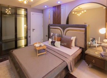 Видовая дизайнерская квартира 1+1, 55м², в элитном комплексе на первой береговой линии в Махмутларе, Алания ID-19032 фото-9