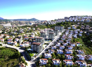 Элегантная видовая двухкомнатная квартира, 64м², в элитном комплексе района Каргыджак, Алания ID-19063 фото-29