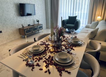 Стильные апартаменты с одной спальней, 68м², в комплексе с бассейном с отличной локацией в 400м от моря в Махмутларе, Алания ID-19147 фото-13