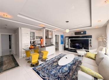 Трехкомнатная квартира с интерьером от дизайнера, 115м², в 150м от моря в районе Кестель, Алания ID-19425 фото-6