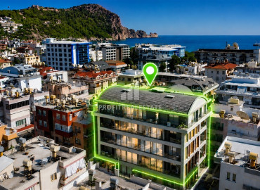 Уютная трехкомнатная квартира, 100м², в новой резиденции с бассейном в 150м от пляжа Клеопатры, Алания ID-19537 фото-1